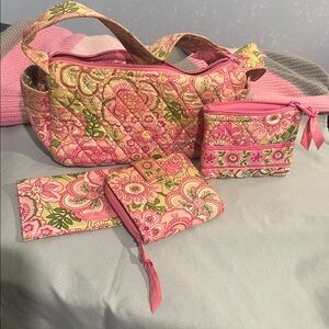 Vera Bradley Pink and Green Floral Quilted Bag